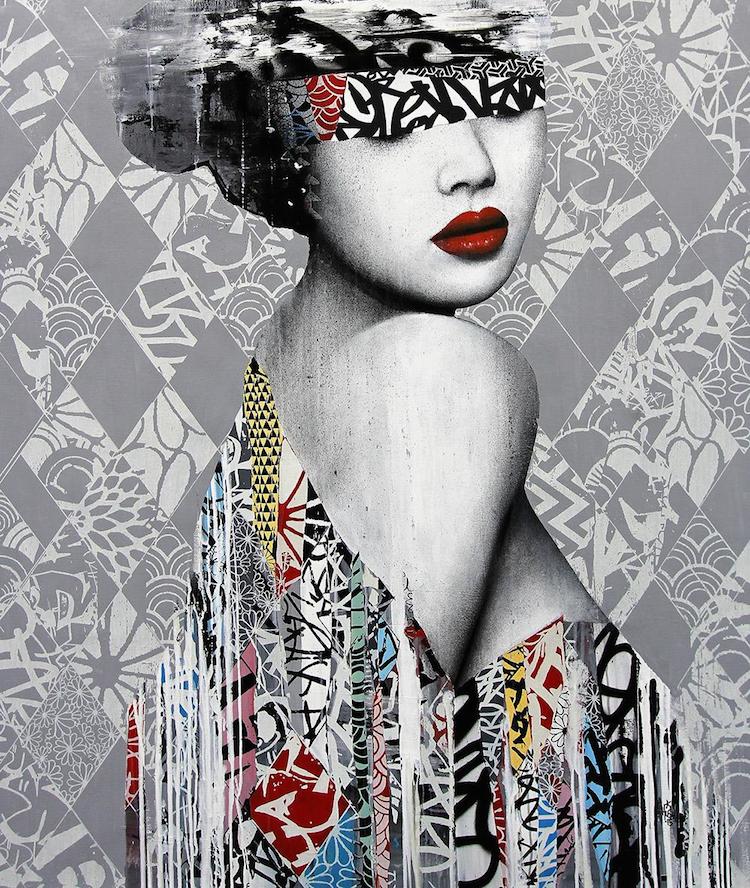 © Hush | street art | ilustración | pintura | collage | Arte a un Click | A1CGalería